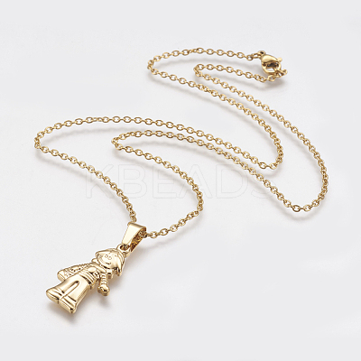 304 Stainless Steel Pendant Necklaces STAS-I075-39G-1