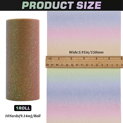 10 Yards Rainbow Color Polyester Tulle Fabric Rolls OCOR-WH0082-136A-1