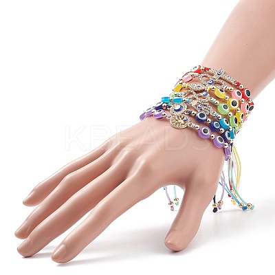 7Pcs 7 Style Resin Evil Eye Braided Bead Bracelets Set BJEW-JB08810-1