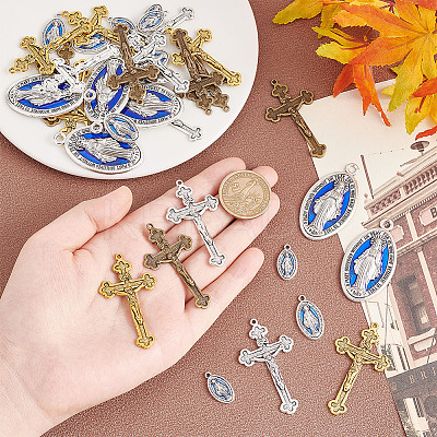 36Pcs 6 Style Zine Alloy Pendants and Enamel Pendants PALLOY-AR0001-29-1