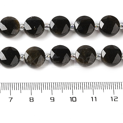 Natural Golden Sheen Obsidian Bead Strands G-C116-A07-01-1