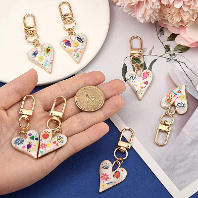 7Pcs Heart Alloy Enamel Pendant Decorations KEYC-YW00203-1