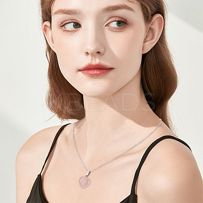 10Pcs Natural Rose Quartz Geometry Pendant Necklace NJEW-BBC0001-17-1