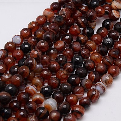 Natural Striped Agate/Banded Agate Beads Strands G-G581-8mm-19-1