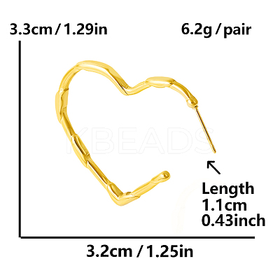 304 Stainless Steel Heart Stud Earrings NR3844-1-1