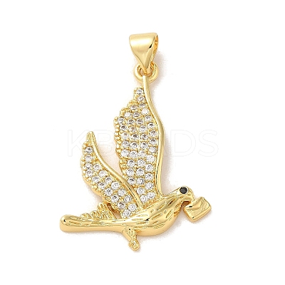Rack Plating Brass Micro Pave Clear Cubic Zirconia Pendants KK-C047-20C-G-1