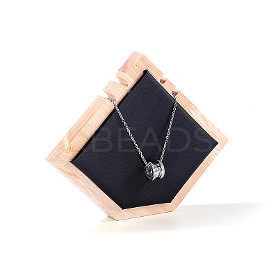Pointed Pentagon Wood Covered with PU Leather Two Necklaces Display Stands LS-PAAG-PW0008-005C-02-1