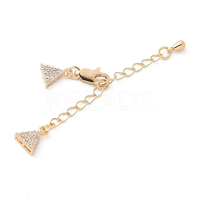 Brass Micro Pave Cubic Zirconia Chain Extender with Glass KK-U052-05G-1