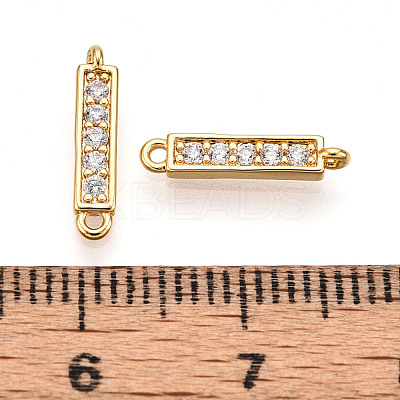 Brass Micro Pave Clear Cubic Zirconia Connector Charms KK-N261-79G-1