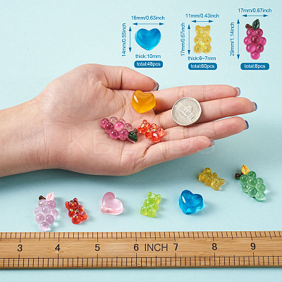 116Pcs 16 Colors Transparent Resin Cabochons RESI-TA0001-23-1