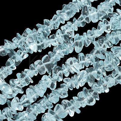 Imitation Aquamarine Glass Chip Beads Strands GLAA-C041-01-1