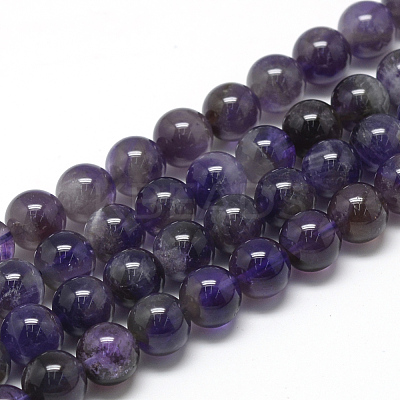 Natural Amethyst Beads Strands G-R446-8mm-20-1