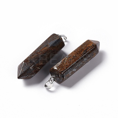 Natural Bronzite Double Terminated Pointed Pendants G-G926-01P-14-1