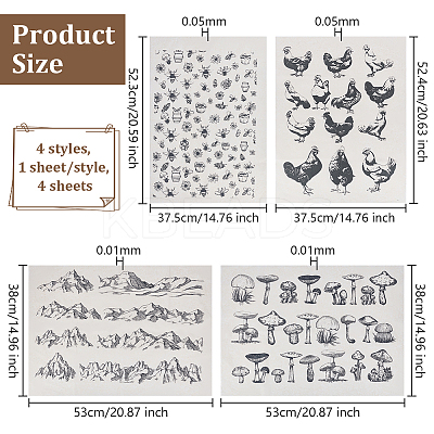 4Sheets 4 Styles Paper Ceramic Decals DIY-OC0014-68-1