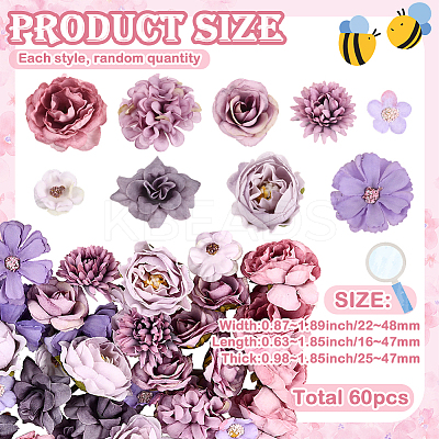 60Pcs Cloth Flower DIY-SP0005-73B-1