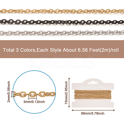 6m 3 Colors PVD Vacuum Plating 304 Stainless Steel Textured Cable Chains CHS-YS0001-04-1