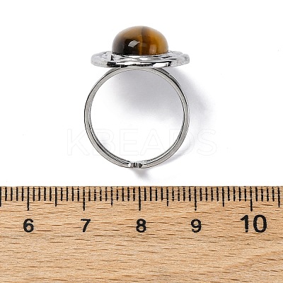 Oval Natural Tiger Eye Finger Rings RJEW-M063-01P-13-1