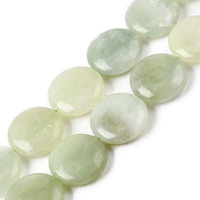 Natural Flat Round Xiuyan Jade Beads Strands G-L245-03A-1