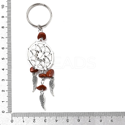 8Pcs 4 Color Alloy Natural Gemstone Pendant Decorations KEYC-AL0010-1