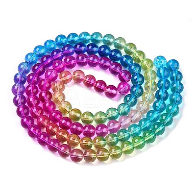 Baking Paint Transparent Glass Beads X-DGLA-M001-8mm-04-1