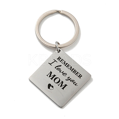 Mother's Day Gift 201 Stainless Steel Word Remember I Love You Mom Keychains LS-KEYC-E040-01P-02-1