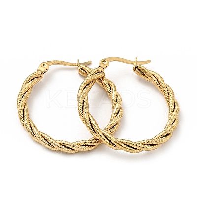 303 Stainless Steel Twist Rope Hoop Earrings with 316 Stainless Steel Pins for Women X-EJEW-F285-38G-1