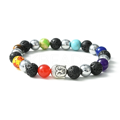 5Pcs 5 Style Natural & Synthetic Mixed Stone Beaded Stretch Bracelets Set BJEW-JB09636-1