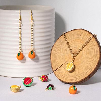 10Pcs 5 Style Fruit Theme Brass Enamel Pendants KK-LS0001-32-1