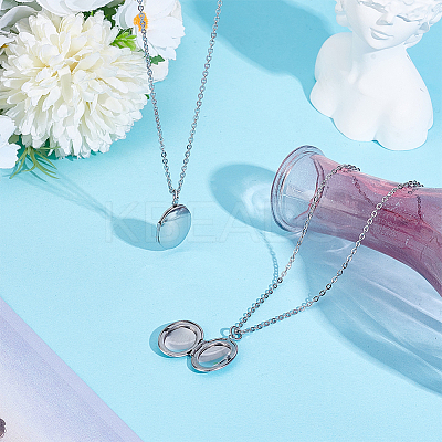 DIY 316 Stainless Steel Locket Pendant Necklaces Making Kits NJEW-HY0001-04A-1