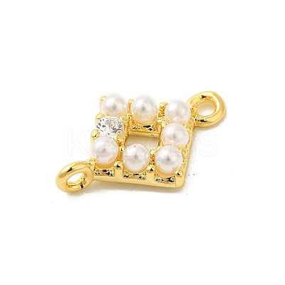 Rack Plating Brass Clear Cubic Zirconia Connector Charms KK-S396-06F-1