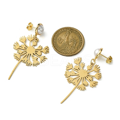 201 Stainless Steel Dandelion Dangle Stud Earrings with Brass Pins EJEW-TA00387-1