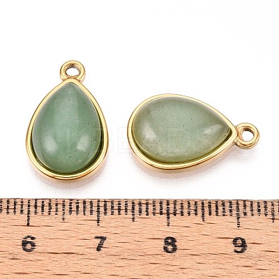 Natural Green Aventurine Teardrop Pendants STAS-N109-210A-G-1