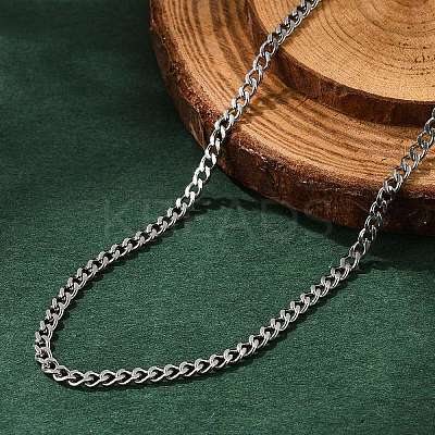 Non-Tarnish 304 Stainless Steel Curb Chain Necklaces NJEW-L162-01C-P-1