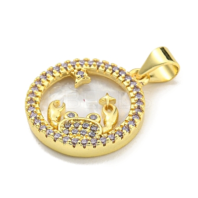 Brass Micro Pave Clear Cubic Zirconia Pendants KK-K354-04G-06-1