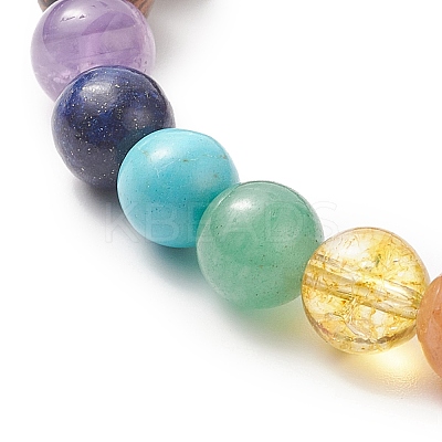 Gemstone & Natural Wood Beaded Stretch Bracelet for Women BJEW-JB09294-1