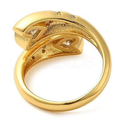 Brass Micro Pave Clear Cubic Zirconia Open Cuff Rings for Women LS-RJEW-Z070-04G-01-1