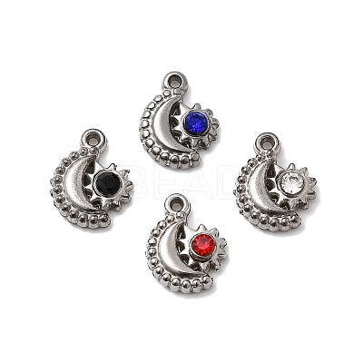 304 Stainless Steel Pave Rhinestone Charms STAS-G369-13P-1