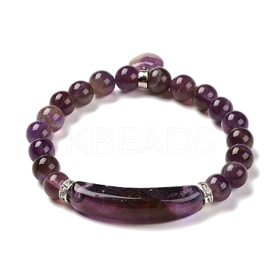 Natural Rhodonite Beads Charm Bracelets BJEW-K164-B09-1