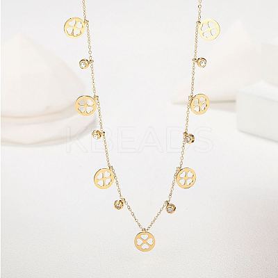 Stainless Steel Clover Bib Necklace QC7472-1-1