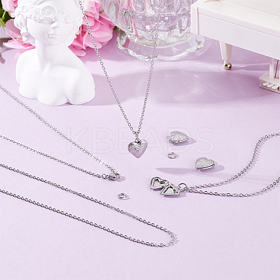DIY 316 Stainless Steel Locket Pendant Necklaces Making Kits NJEW-HY0001-04B-1