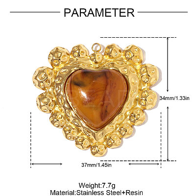 304 Stainless Steel Resin Pendants STAS-OY008-99G-1