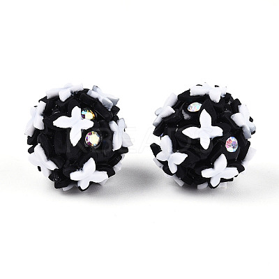 Handmade Polymer Clay Rhinestone and Resin Beads CLAY-T022-01A-1