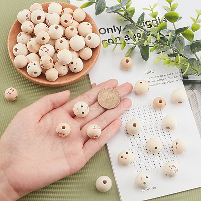 60Pcs 3 Style Maple Wood European Beads WOOD-AR0001-19-1