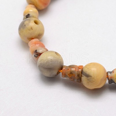 Natural Leopard Skin Jasper 3-Hole Guru Bead Strands G-K149-14-1
