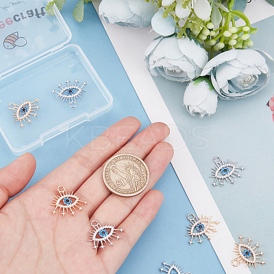 8Pcs 2 Colors Brass Micro Pave Cubic Zirconia Pendants KK-BBC0002-55-1