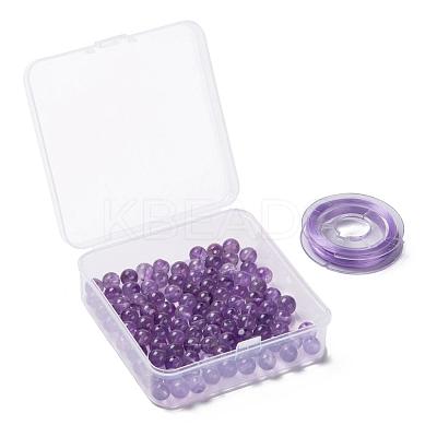 100Pcs 8mm Natural Amethyst Round Beads DIY-LS0002-13-1