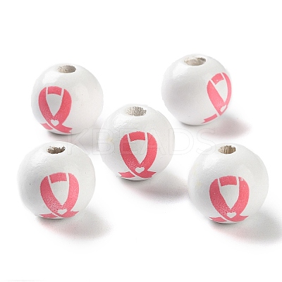 Printed Wood European Beads WOOD-Z002-05-1
