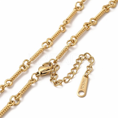 Ion Plating(IP) 304 Stainless Steel Twist Bar Link Chain Necklace for Women NJEW-E081-05G-1