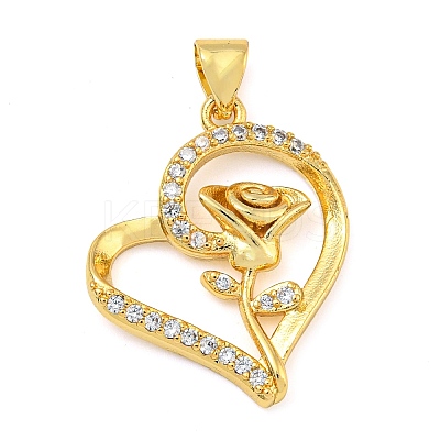 Rack Plating Brass Micro Pave Cubic Zirconia Pendants KK-Z063-03G-1
