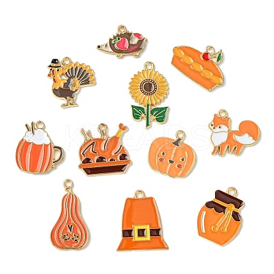 50Pcs 25 Styles Thanksgiving Day Alloy Enamel Pendants FIND-CJ0003-45-1
